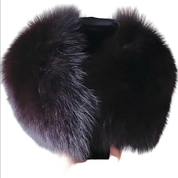 Black Fox Genuine Fur Detachable Jacket Coat Button Collar 23